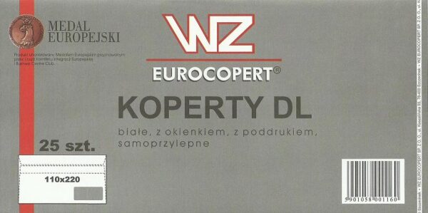 Koperta DL biała z okienkiem samoprzylepna opk. 25 szt.