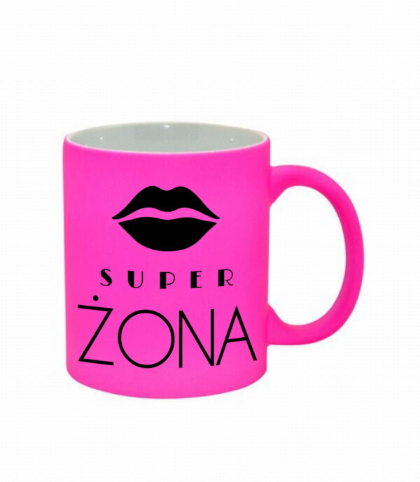 Kubek fluorescencyjny SUPER ŻONA różowy