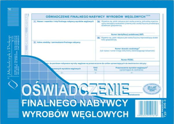 Dokument dostawy wyrobów węglowych NOWY WZÓR