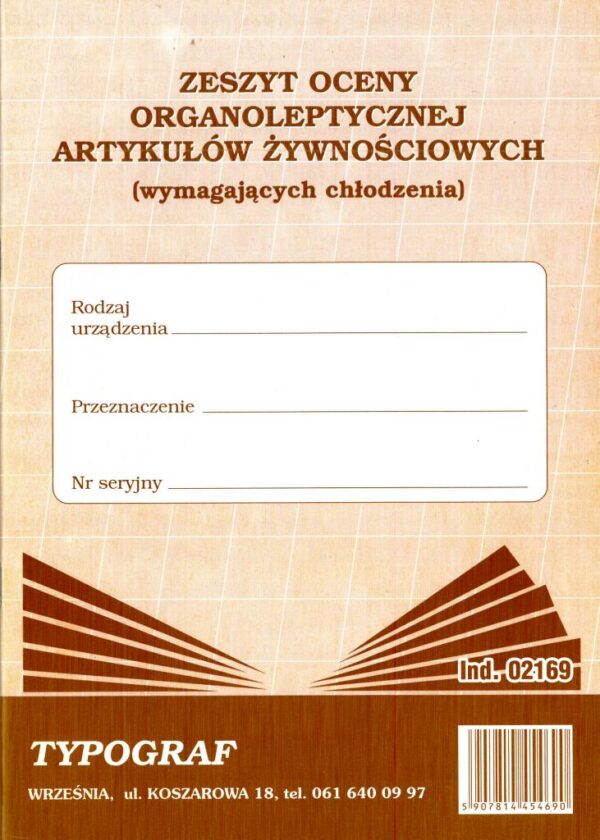 Zeszyt oceny organoleptycznej artykułów żywieniowych (wymagających chłodzenia)