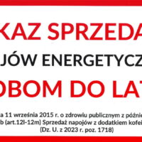 Tabliczka duża ZAKAZ SPRZEDAŻY NAPOJÓW ENERGETYCZNYCH