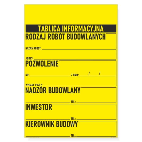 Tablica BUDOWLANA INFORMACYJNA