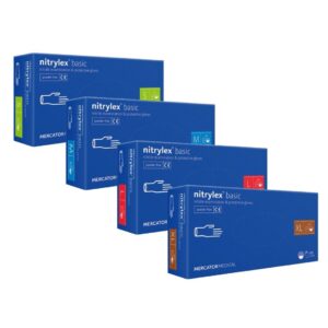 Rękawice nitrylowe bezpudrowe Basic 100szt jednorazowe bhp vacat knurów gliwice